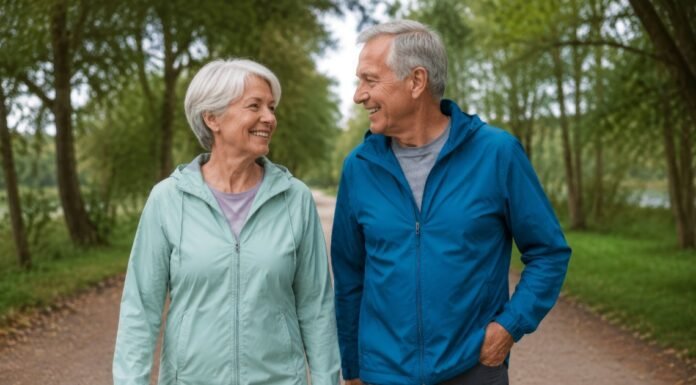 Why Do My Legs Feel Weak After 60? 7 Common Reasons Adult in their 60s mid-stride on an outdoor walking path, everyday clothing, natural daylight — conveys capability, not frailty.